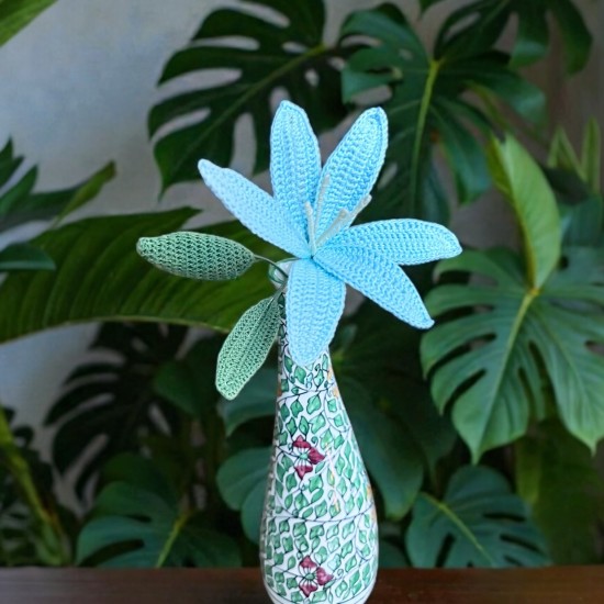 Crochet Sky Blue Lily Flower Crochet Sky Blue Lily Flower